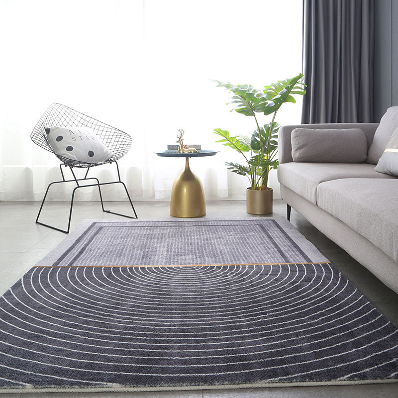 Modern Living Room Rug Blue Polyester Area Rug Geometric Pattern Non-Slip Backing Area Carpet