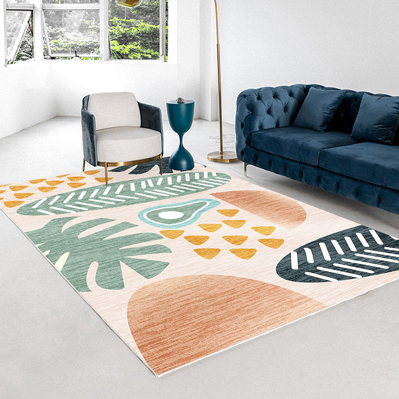 Tapis lavable de tapis en polyester à tapis à moquette orange pour le salon