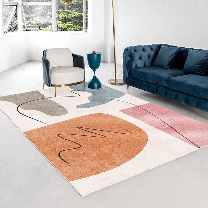 Tapis lavable de tapis en polyester à tapis à moquette orange pour le salon