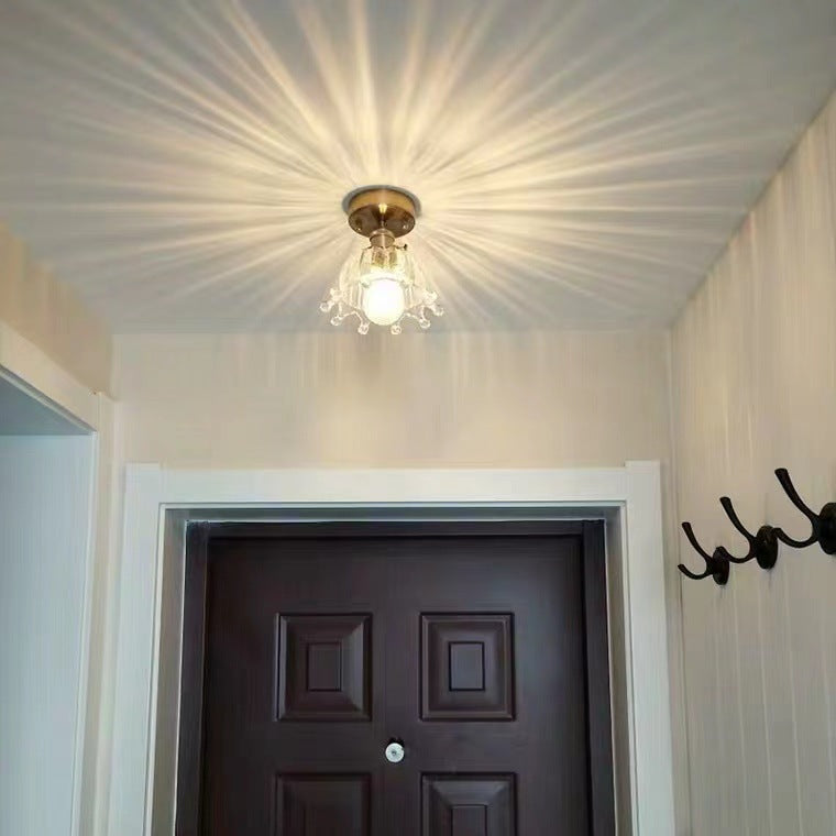 Plafonnier semi-encastré en bronze avec abat-jour en verre de style moderne pour chambre à coucher