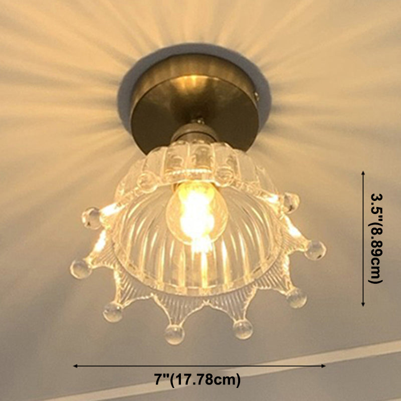 Plafonnier semi-encastré en bronze avec abat-jour en verre de style moderne pour chambre à coucher