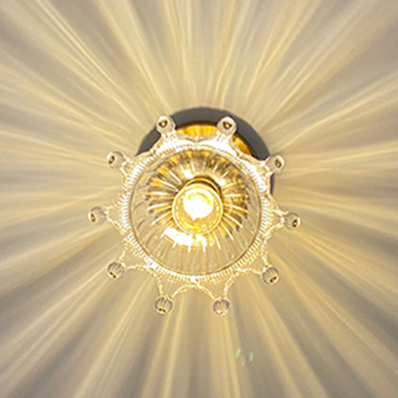Plafonnier semi-encastré en bronze avec abat-jour en verre de style moderne pour chambre à coucher