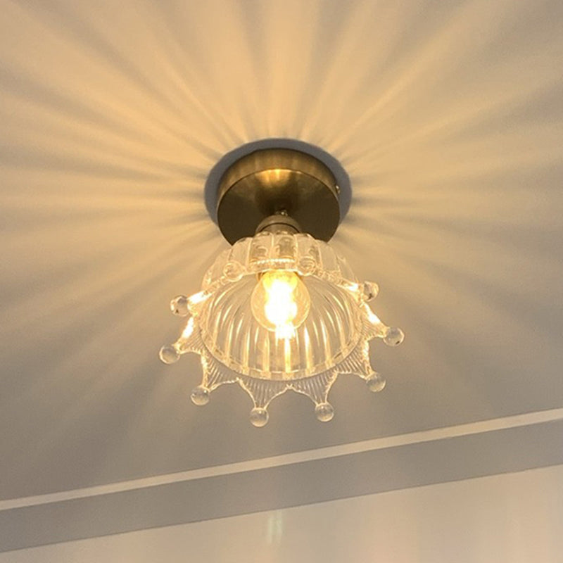 Plafonnier semi-encastré en bronze avec abat-jour en verre de style moderne pour chambre à coucher