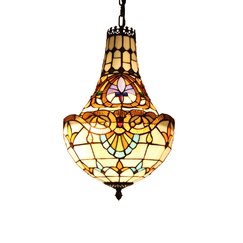 Lampadario a cupola a pendente a pendente tiffany colorato in vetro a pendente multicolore.
