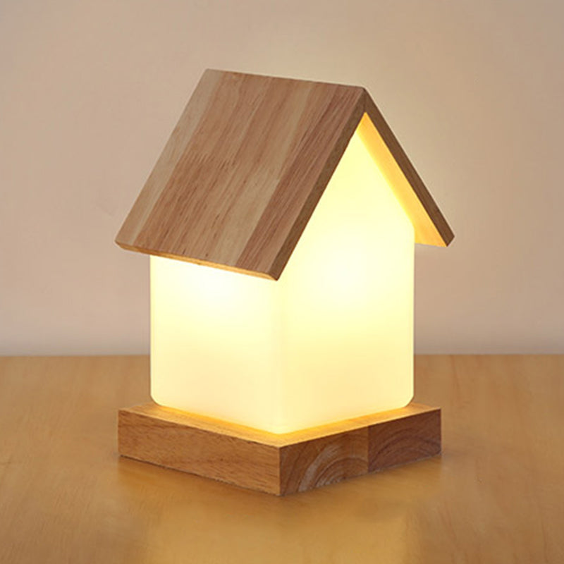 Modern Night Table Lamps 1-Light Nightstand Lights with White Glass Shade for Bedroom
