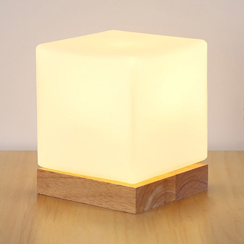 Modern Night Table Lamps 1-Light Nightstand Lights with White Glass Shade for Bedroom