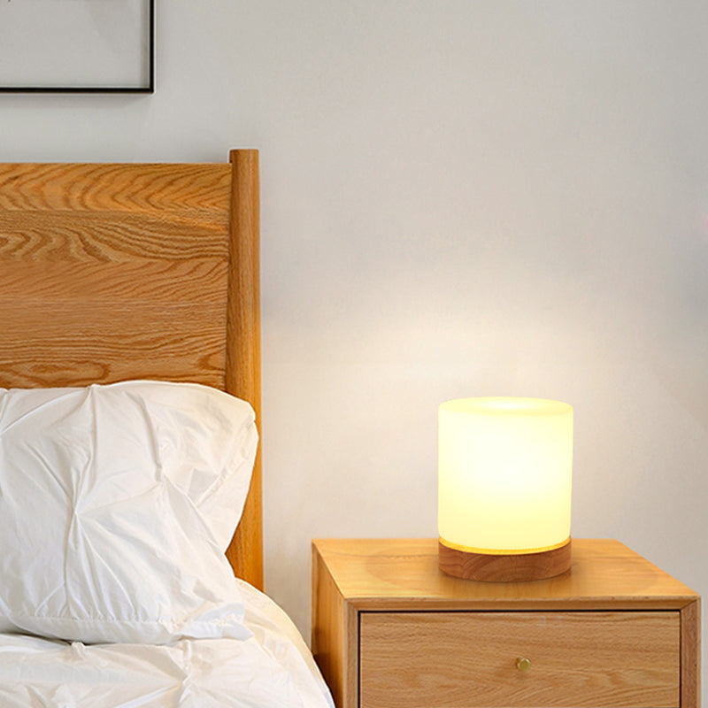 Modern Night Table Lamps 1-Light Nightstand Lights with White Glass Shade for Bedroom