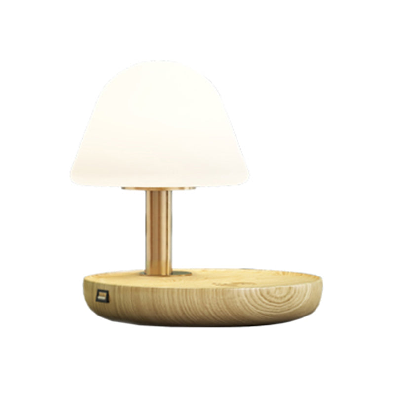 Lámparas de mesa nocturna de champiñones Modernas luces de 1 luces de noche con sombra de vidrio blanco para dormitorio