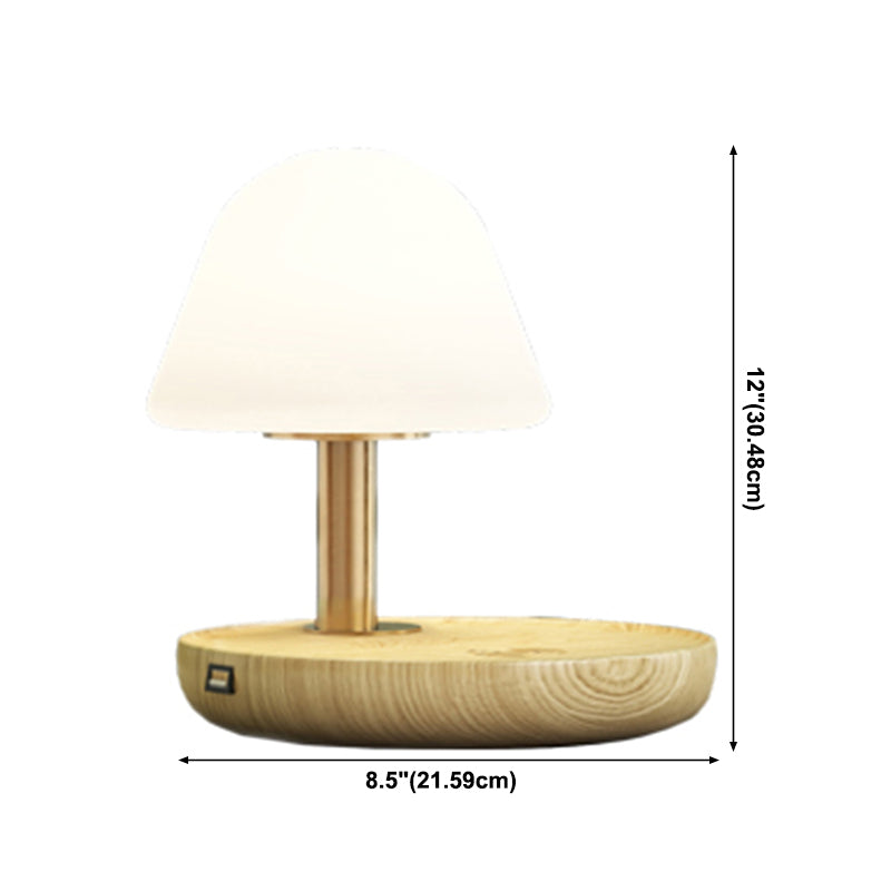 Lámparas de mesa nocturna de champiñones Modernas luces de 1 luces de noche con sombra de vidrio blanco para dormitorio