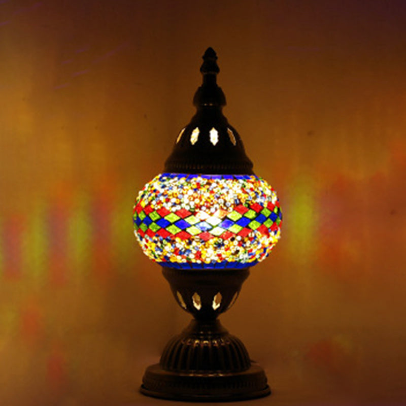 Lampada da tavolo con paralume in vetro stile asiatico, lampada da tavolo a mosaico turco