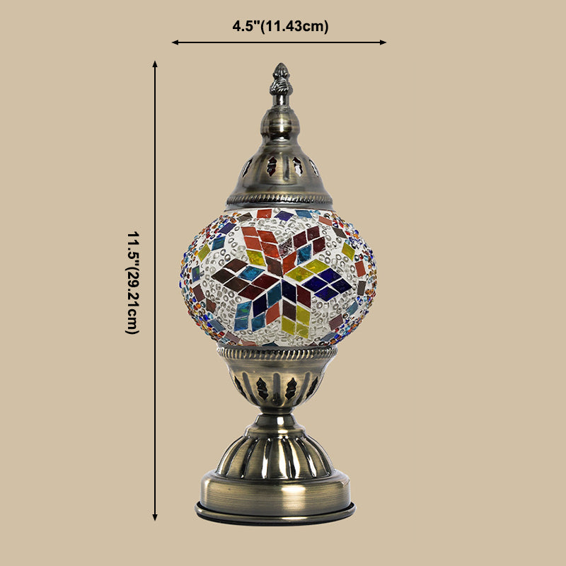 Lampada da tavolo con paralume in vetro stile asiatico, lampada da tavolo a mosaico turco