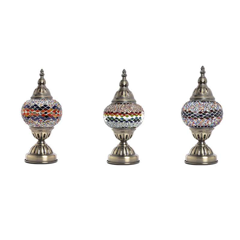 Lampada da tavolo con paralume in vetro stile asiatico, lampada da tavolo a mosaico turco