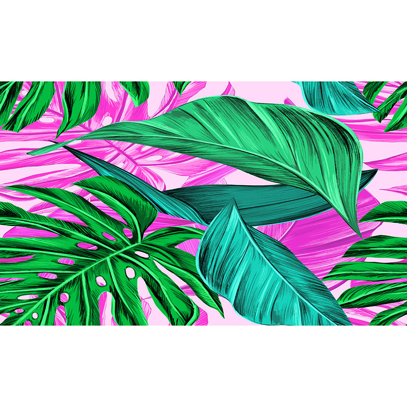 Tropical Plants Mural Wallpaper Moisture Resistant Wall Art for Guest Room Decor, Waterproofing