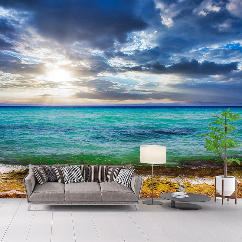 Tropical Sea Mural Moisture Resistant Wall Art for Guest Room Decor, Waterproofing