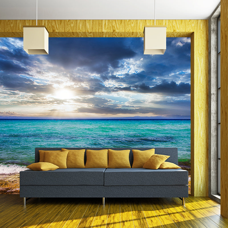 Tropical Sea Mural Moisture Resistant Wall Art for Guest Room Decor, Waterproofing