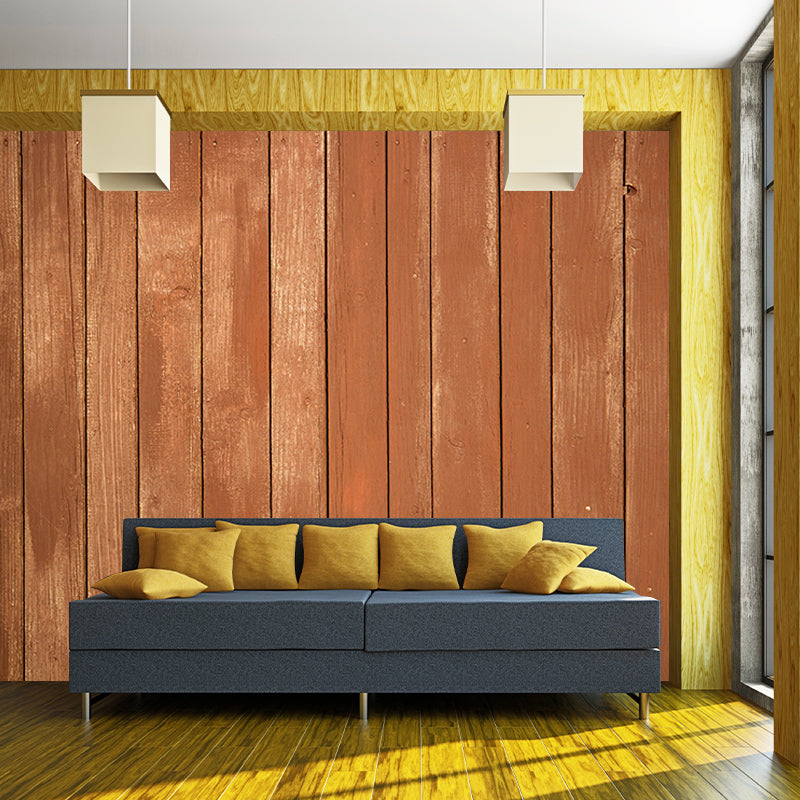 Wood Grain Customized Mural Wallpaper Mildew Resistant Wall Decor for Living Room