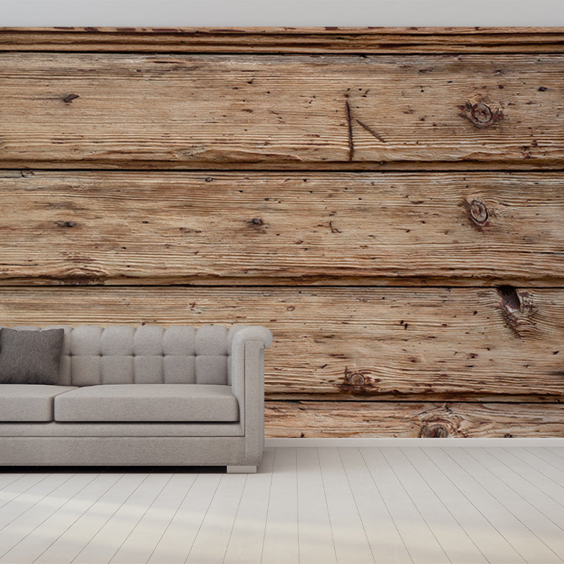 Industrial Style Wood Grain Mural Wallpaper Mildew Resistant Wall Decor for Living Room