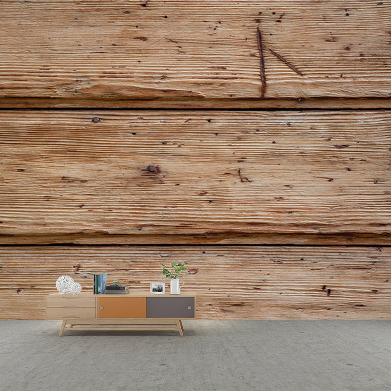 Industrial Style Wood Grain Mural Wallpaper Mildew Resistant Wall Decor for Living Room
