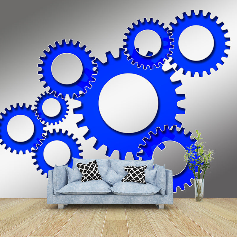 Industrial Style Gear Mural Wallpaper Modern Water Resistant Wall Art for House Interior