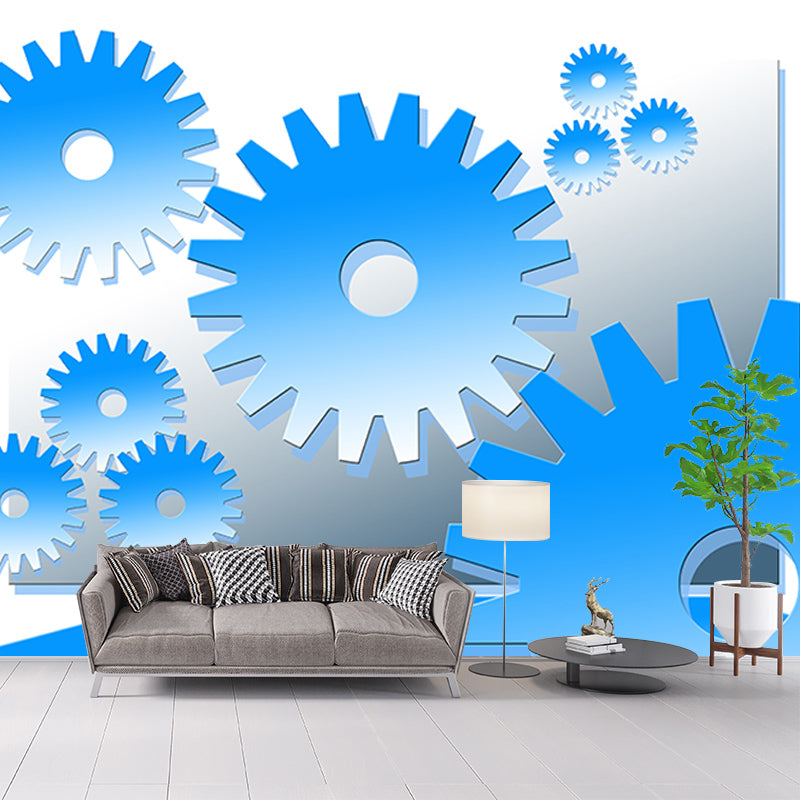 Industrial Style Gear Mural Wallpaper Modern Water Resistant Wall Art for House Interior