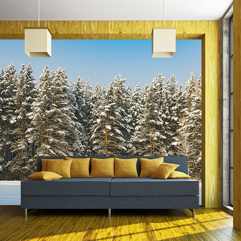 Winter Forest Landscape Mural Wallpaper for Home Decoration, Moisture Resistant