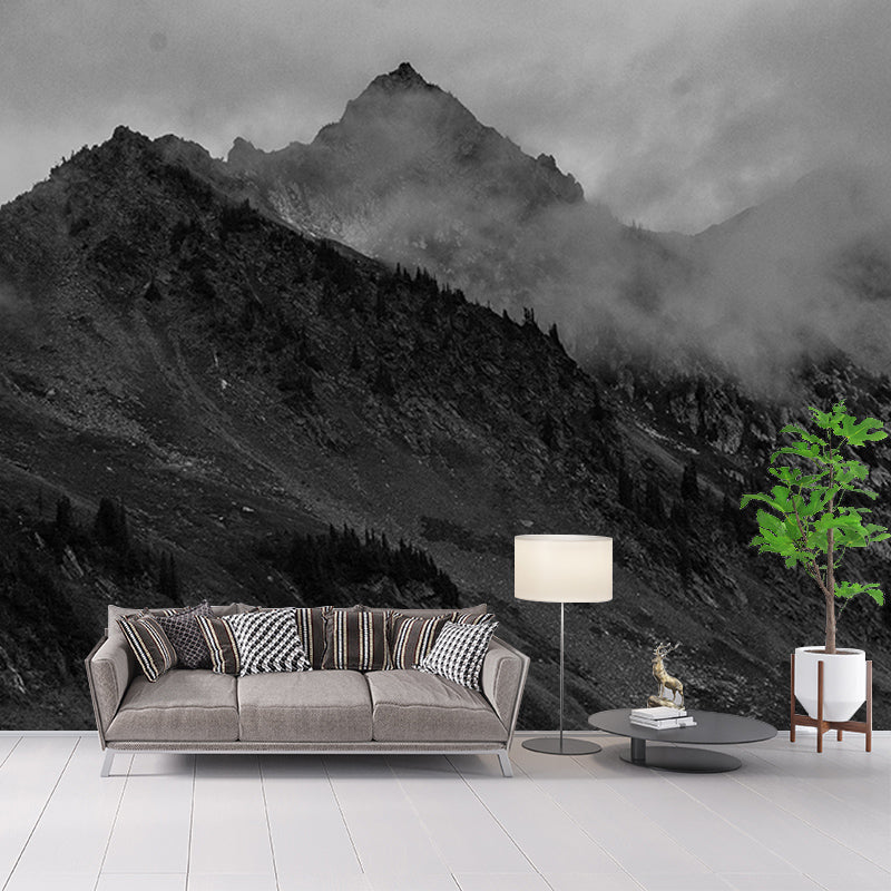 High Mountain View Wall Mural Water-Resistant Wall Covering for Accent Wall
