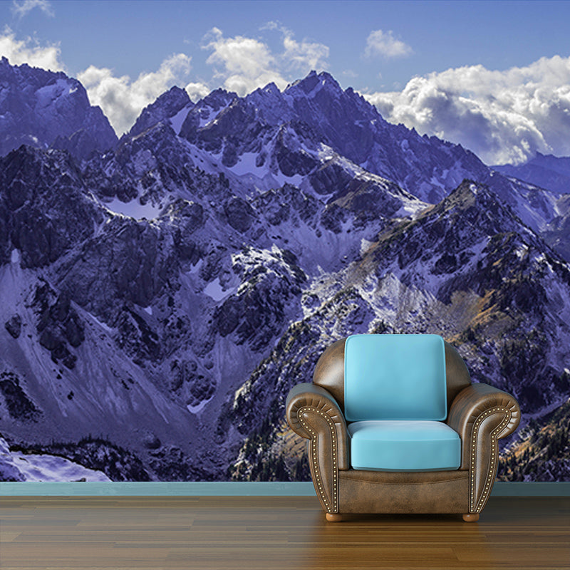 High Mountain View Wall Mural Water-Resistant Wall Covering for Accent Wall