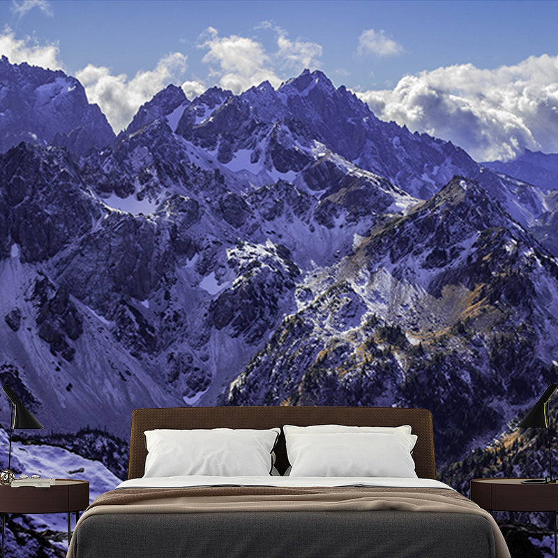 High Mountain View Wall Mural Water-Resistant Wall Covering for Accent Wall