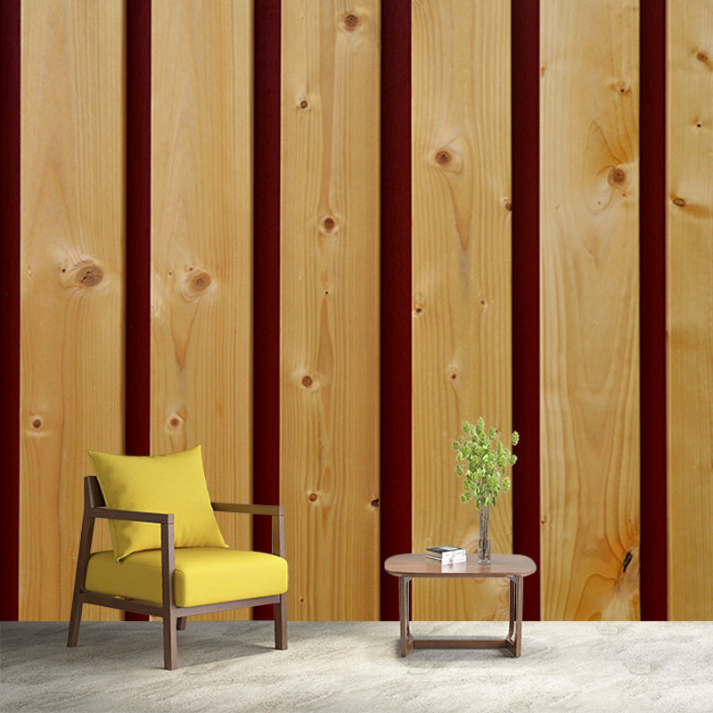 Wood Grain Industrial Wall Mural Mildew Resistant Sitting Room Wall Decor