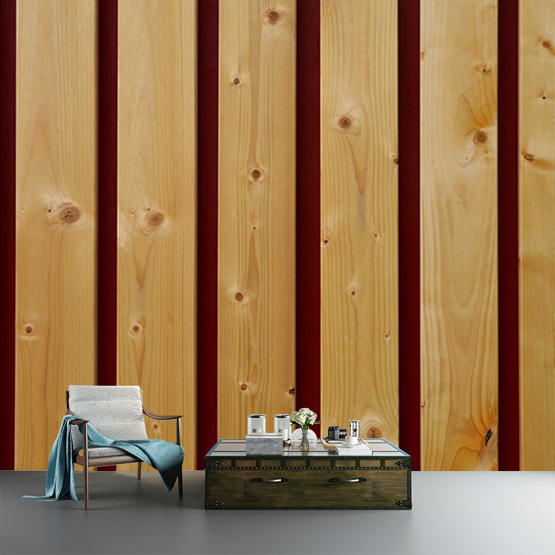 Wood Grain Industrial Wall Mural Mildew Resistant Sitting Room Wall Decor