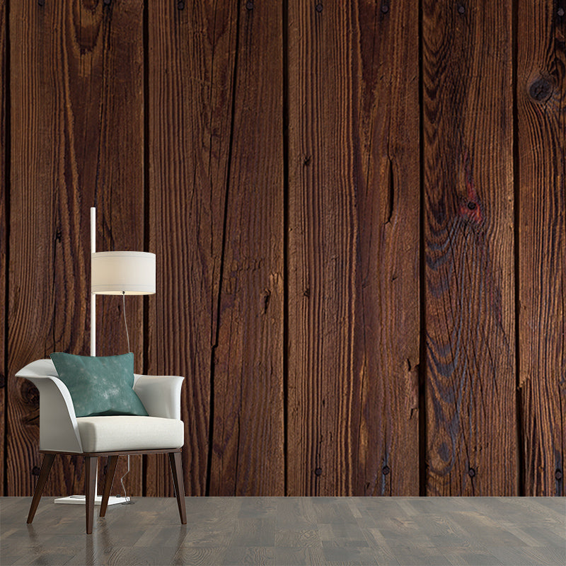 Wood Grain Industrial Wall Mural Mildew Resistant Sitting Room Wall Decor