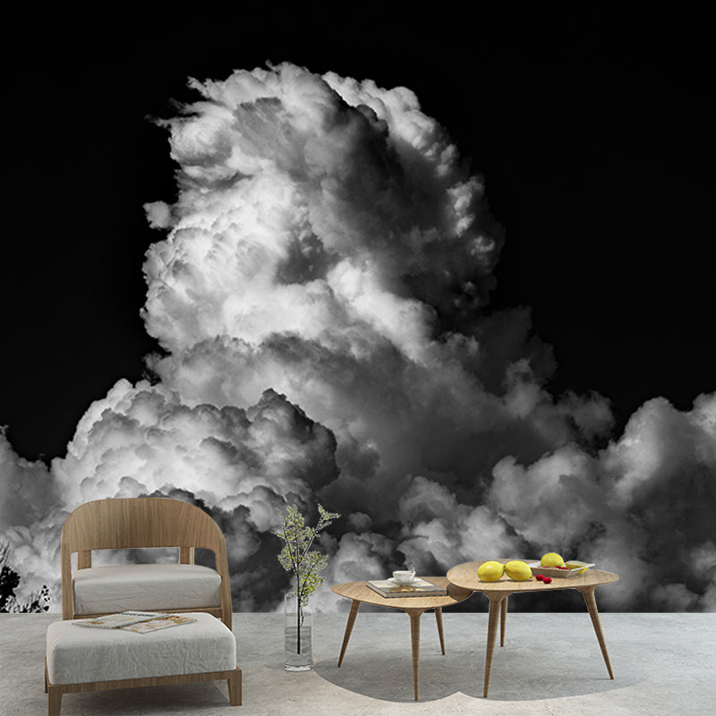 Heavily Clouded Wall Mural Modern Water Resistant Wall Art for House Interior