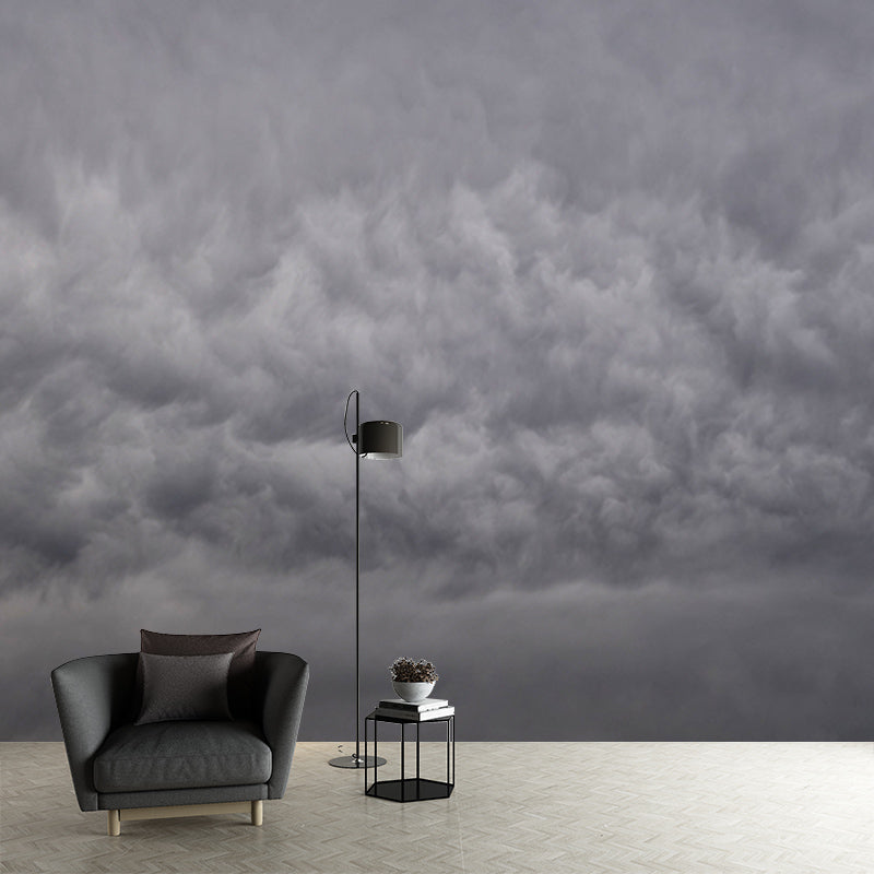 Heavily Clouded Wall Mural Modern Water Resistant Wall Art for House Interior
