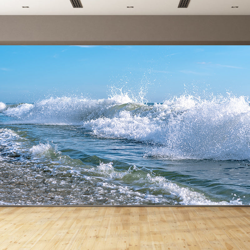 Blue Ocean Wall Mural Wallpaper Moisture Resistant Modern Bedroom Home Decor