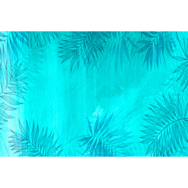 Tropical Plants Illustration Wall Decor Stain Resistant Wall Covering for Dining Room