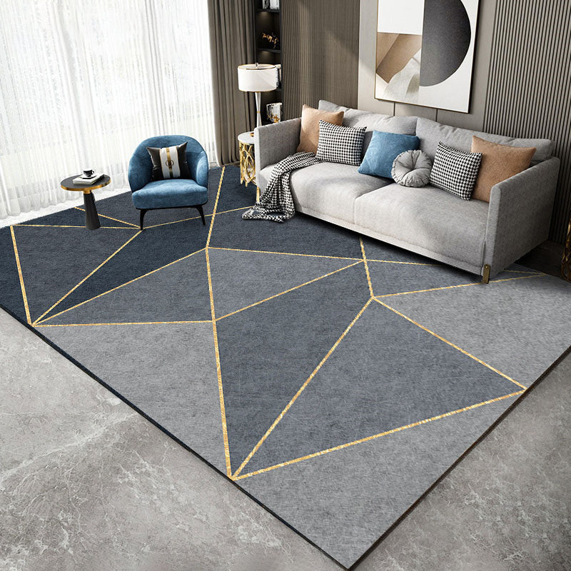 Élégant espace moderne Modèle géométrique Modèle Gray Rapier en polyester non glissant pour le salon