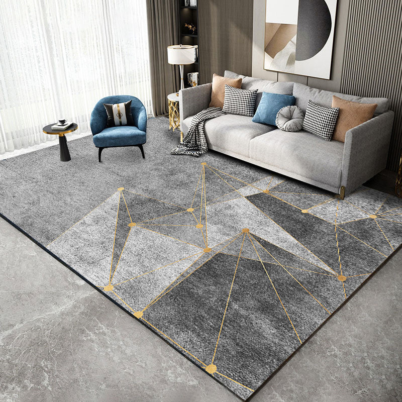 Élégant espace moderne Modèle géométrique Modèle Gray Rapier en polyester non glissant pour le salon