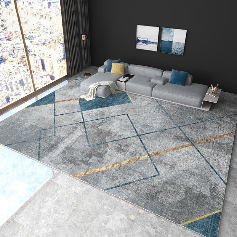 Élégant espace moderne Modèle géométrique Modèle Gray Rapier en polyester non glissant pour le salon