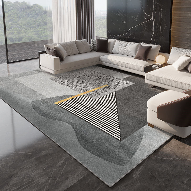 Élégant espace moderne Modèle géométrique Modèle Gray Rapier en polyester non glissant pour le salon