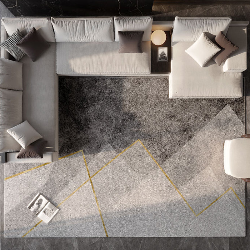 Stijlvol moderne gebied tapijt geometrisch patroon grijs tapijten polyester niet-slip achterste tapijt voor woonkamer