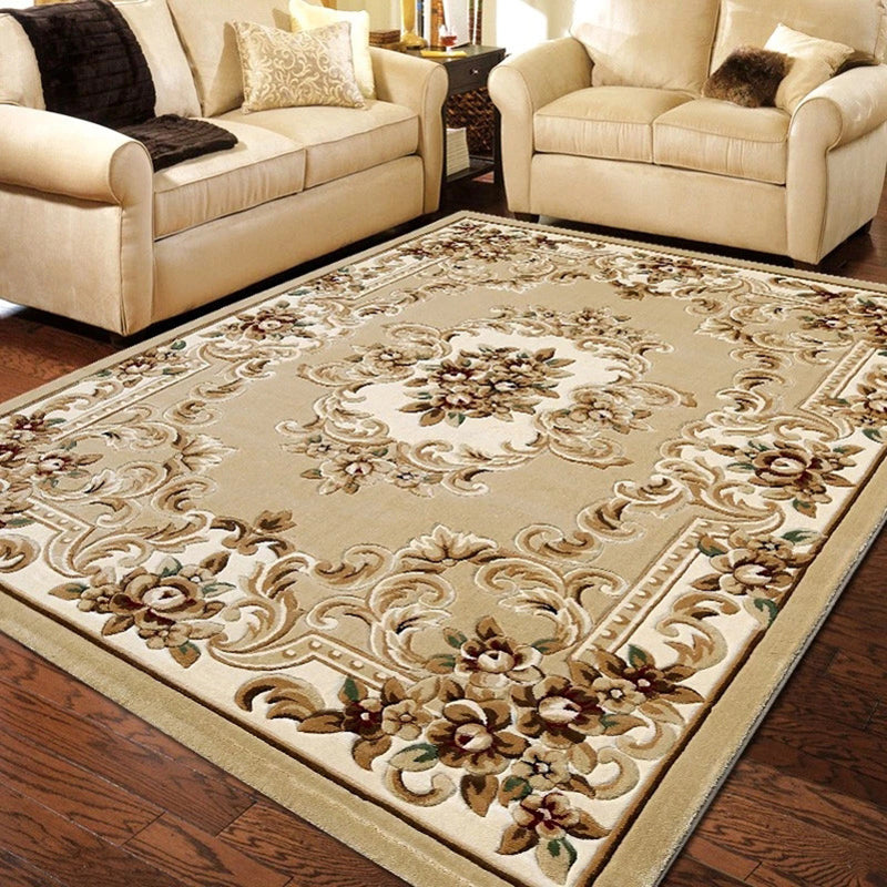Traditional Area Rug Classic Medallion Print Carpet Stain Resistant Polyester Carpet for Living Room