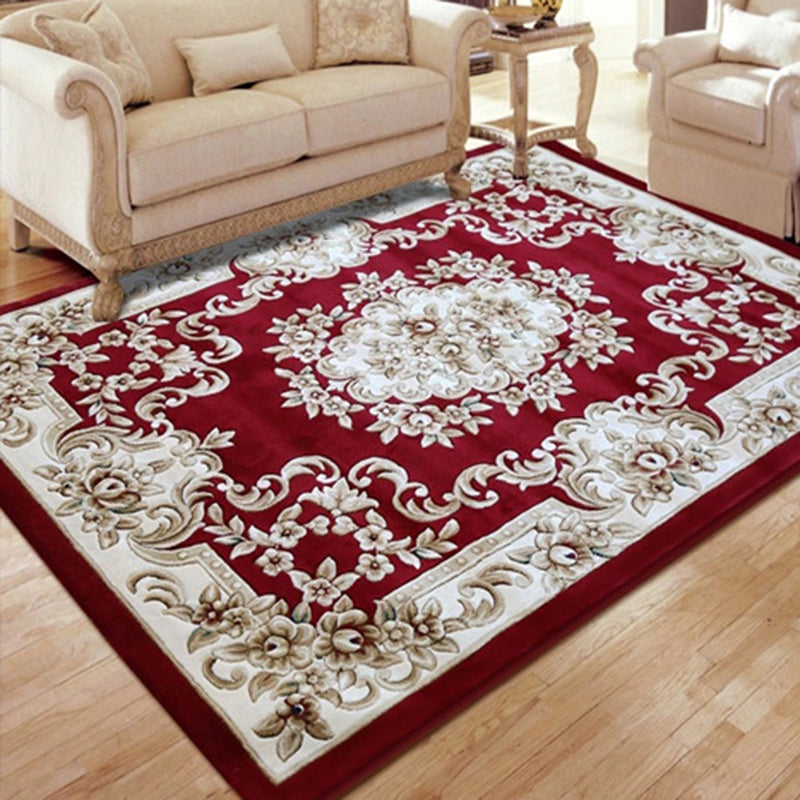 Traditional Area Rug Classic Medallion Print Carpet Stain Resistant Polyester Carpet for Living Room