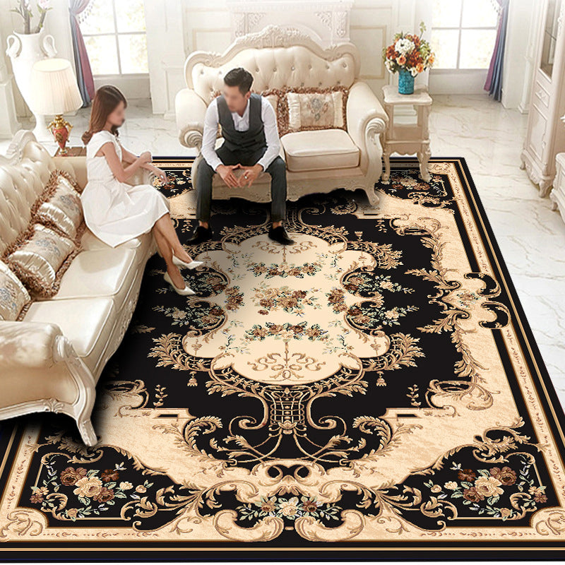 Traditional Rug Retro Medallion Print Carpet Polyester Stain Resistant Area Rug for Living Room