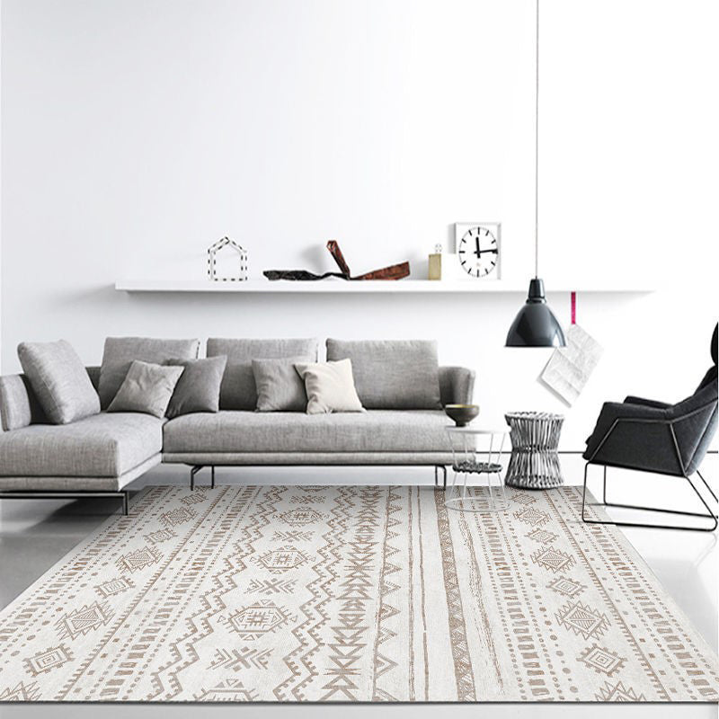 Grey Morocco Area Rug Geometric Pattern Polyester Area Rug Stain Resistant Rug for Home Decor