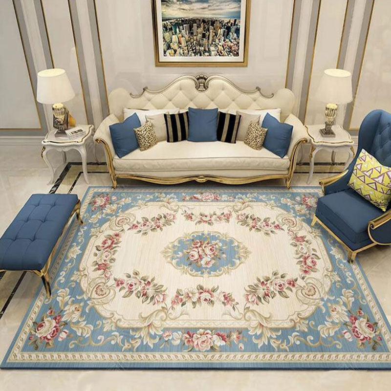 Stylish Traditional Carpet Medallion Print Polyester Area Rug Anti-Slip Area Rug for Home Decor