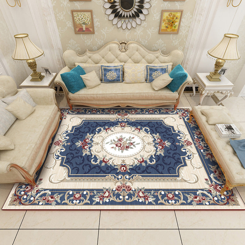 Stylish Traditional Carpet Medallion Print Polyester Area Rug Anti-Slip Area Rug for Home Decor