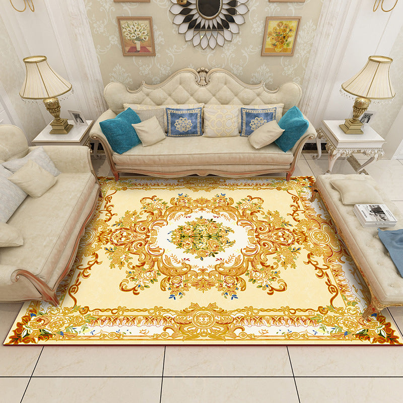 Stylish Traditional Carpet Medallion Print Polyester Area Rug Anti-Slip Area Rug for Home Decor