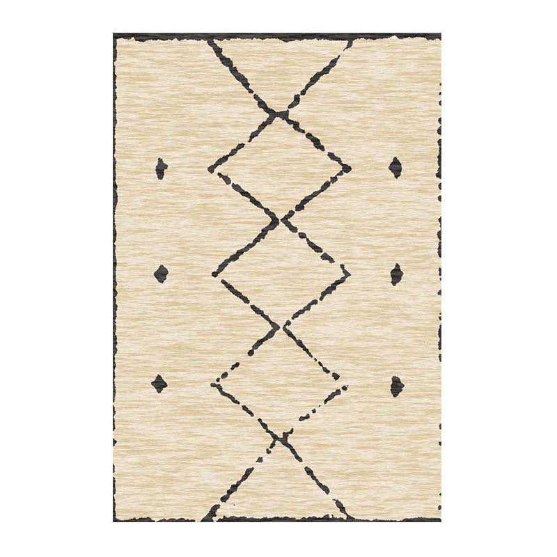 Traditional Living Room Carpet Morocco Pattern Polyester Area Rug Stain Resistant Rug