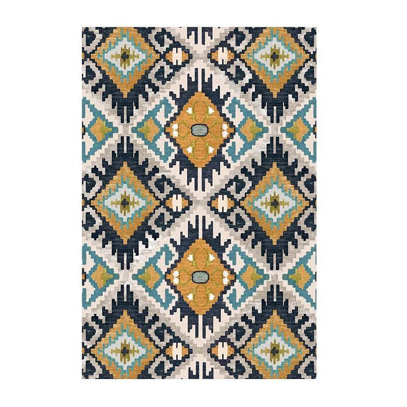 Traditional Living Room Carpet Morocco Pattern Polyester Area Rug Stain Resistant Rug