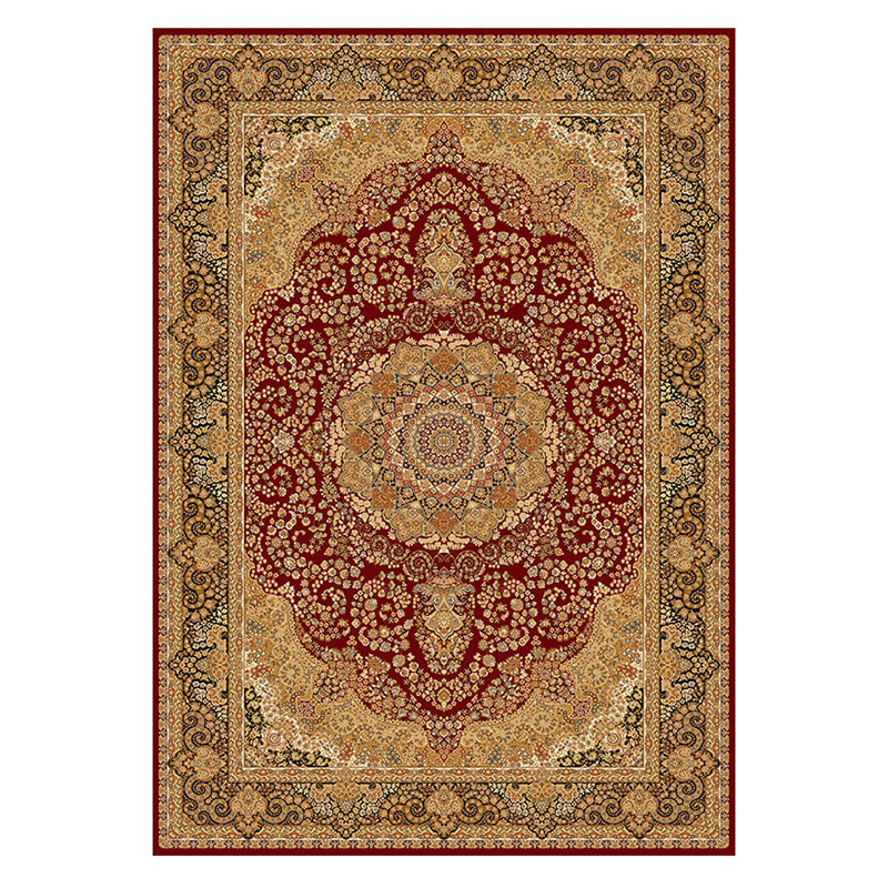 Brown Morocco Area Carpet Medallion Pattern Polyester Area Rug Stain Resistant Rug for Home Decor